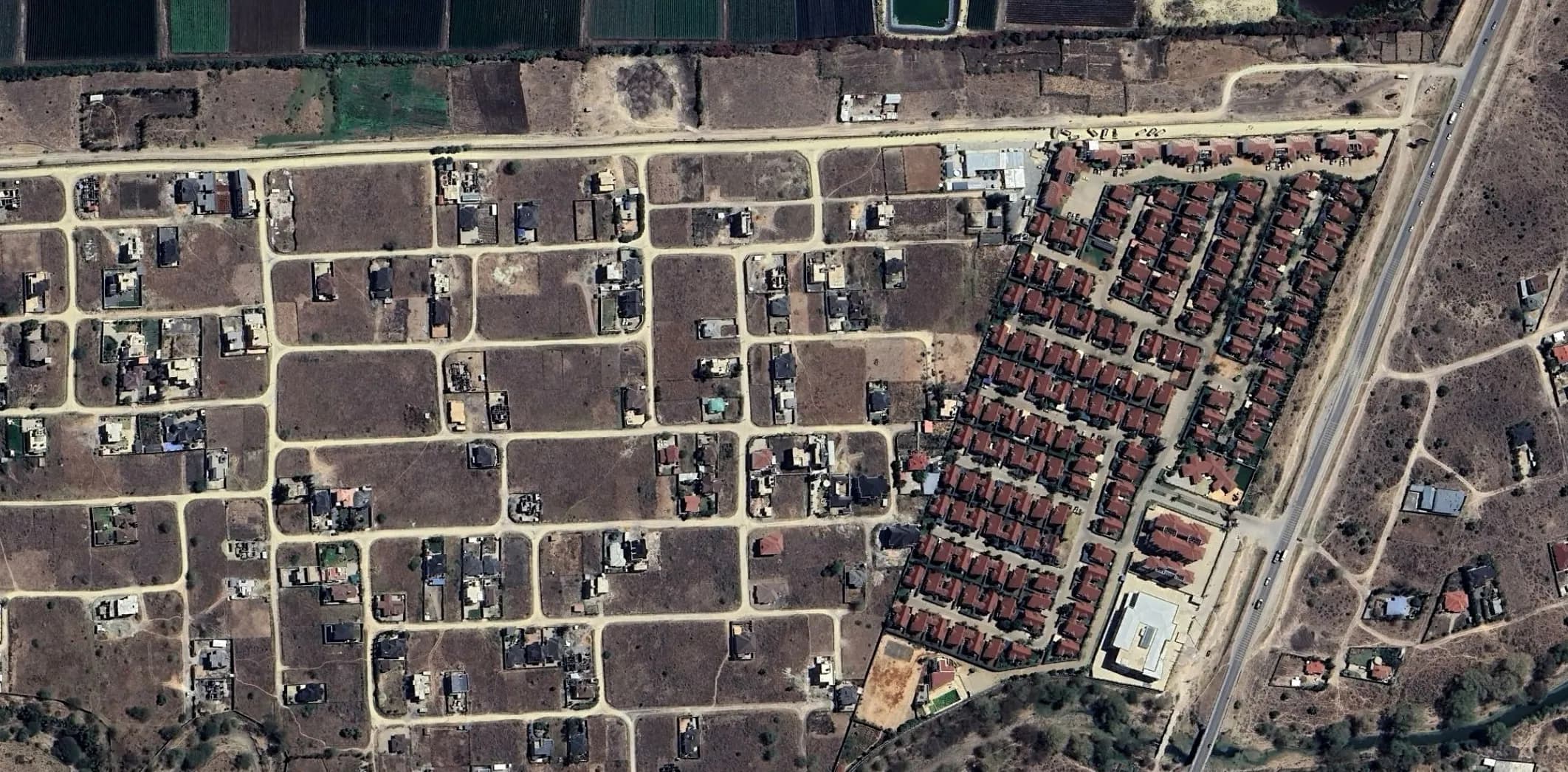 Aerial view of African urban periphery